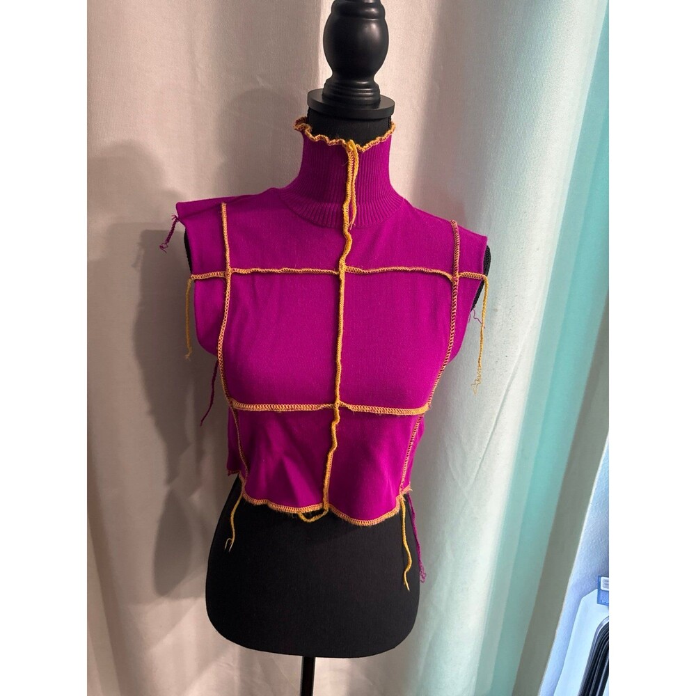 purple short sleeve turtleneck